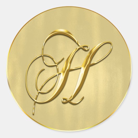 Gold Monogram H Seal Wedding Invitation Holiday Ronde Sticker (Voorkant)