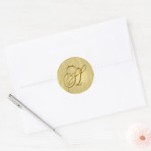 Gold Monogram H Seal Wedding Invitation Holiday Ronde Sticker (Envelop)