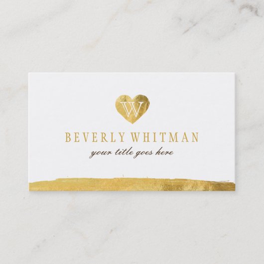 Gold Monogram hart Visitekaartjes (Voorkant)