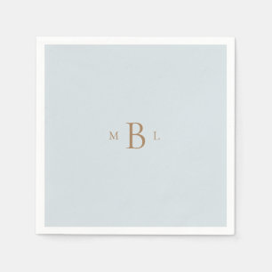 Gold Monogram Ice Blue Wedding Napkins Servet