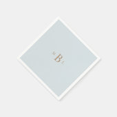 Gold Monogram Ice Blue Wedding Napkins Servet (Hoek)