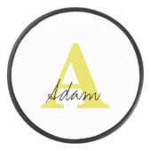 Gold Monogram Initiaal Aangepaste naam Cadeauftist Hockey Puck (Voorkant)