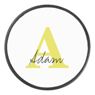 Gold Monogram Initiaal Aangepaste naam Cadeauftist Hockey Puck