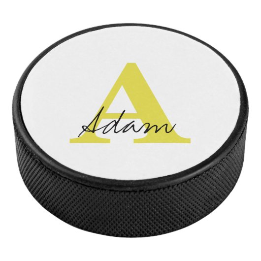 Gold Monogram Initiaal Aangepaste naam Cadeauftist Hockey Puck (3/4)