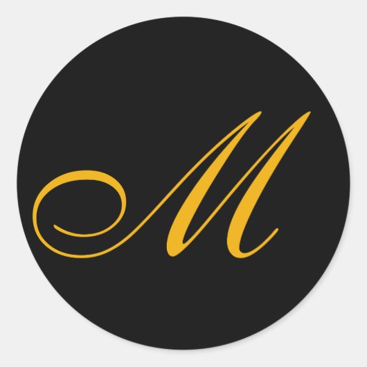 Gold Monogram Initiaal Black Ronde Sticker (Voorkant)