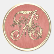 Gold Monogram Initiaal Coral Envelope Seal