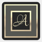 Gold Monogram Initiaal, elke kleur in een formaat Vierkante Sticker (Voorkant)