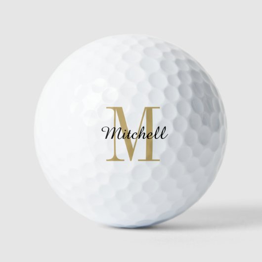 Gold Monogram Initiaal en naam op maat Golfballen (Voorkant)