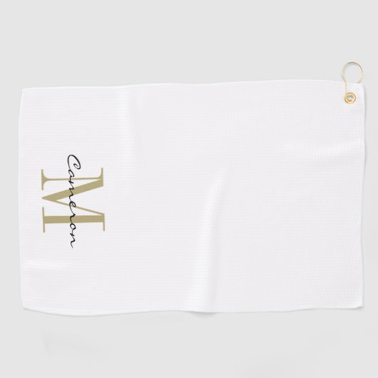Gold Monogram Initiaal en naam op maat Golfhanddoek (Horizontaal)
