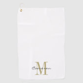 Gold Monogram Initiaal en naam op maat Golfhanddoek (Voorkant)