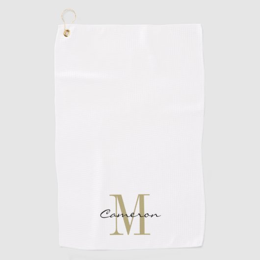 Gold Monogram Initiaal en naam op maat Golfhanddoek (Voorkant)