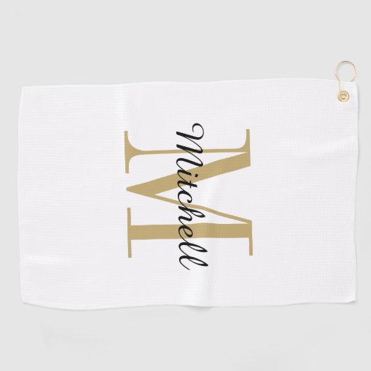 Gold Monogram Initiaal en naam op maat Golfhanddoek (Horizontaal)