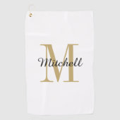Gold Monogram Initiaal en naam op maat Golfhanddoek (Voorkant)