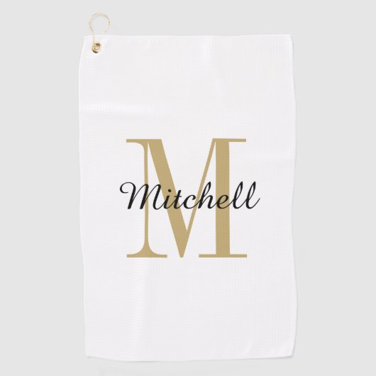 Gold Monogram Initiaal en naam op maat Golfhanddoek (Voorkant)