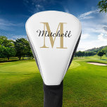 Gold Monogram Initiaal en naam op maat Golfheadcover<br><div class="desc">Aangepast afgedrukte golfafdekking met jouw naam en monogram initiaal of andere aangepaste tekst. Gebruik de ontwerpgereedschappen om achtergrondkleuren te kiezen,  lettertypen en kleuren te bewerken of je eigen foto's te uploaden om een unieke van een soort cadeautje voor je favoriete golfer te creëer.</div>