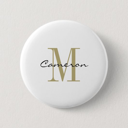 Gold Monogram Initiaal en naam op maat Ronde Button 5,7 Cm (Voorkant)