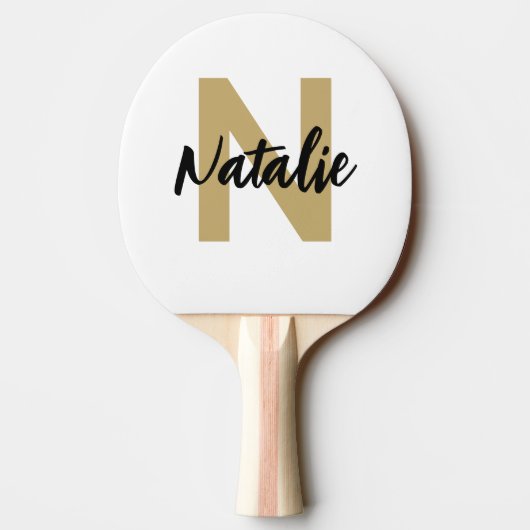 Gold Monogram Initiaal en naam op maat Tafeltennisbatje (Achterkant)