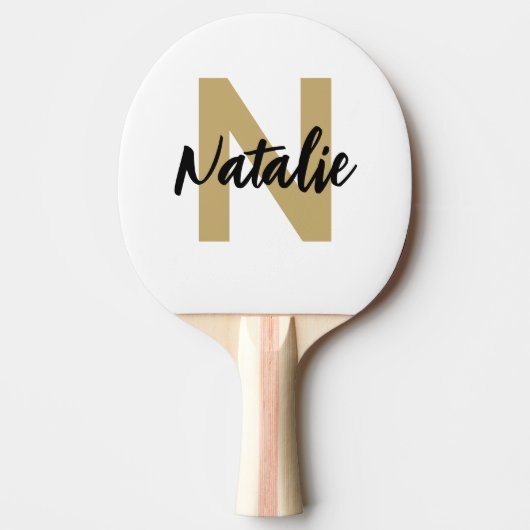 Gold Monogram Initiaal en naam op maat Tafeltennisbatje (Voorkant)