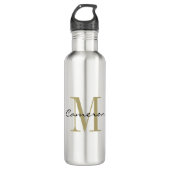 Gold Monogram Initiaal en naam op maat Waterfles (Voorkant)