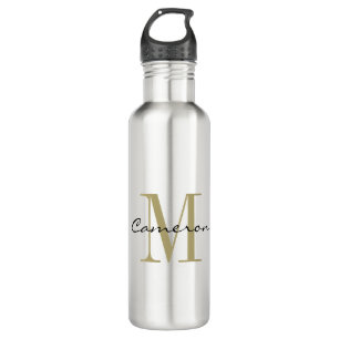 Gold Monogram Initiaal en naam op maat Waterfles