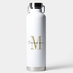 Gold Monogram Initiaal en naam op maat Waterfles