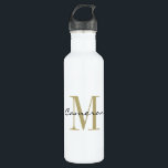 Gold Monogram Initiaal en naam op maat Waterfles<br><div class="desc">Gold Monogram Initiaal en naam op maat</div>