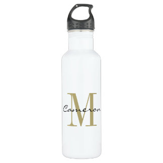 Gold Monogram Initiaal en naam op maat Waterfles