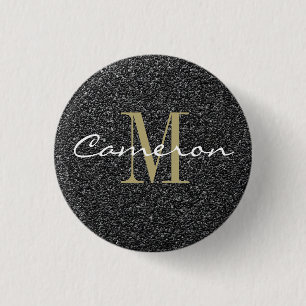 Gold Monogram Initiaal en naam Sandpaper Ronde Button 3,2 Cm