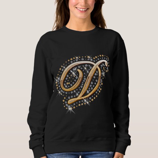 Gold Monogram Initiaal Letter D Trui (Voorkant)