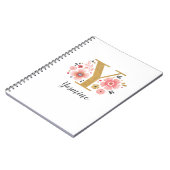 Gold Monogram Initiaal Letter Y Floral Notitieboek (Linkerzijde)