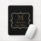 Gold Monogram Initiaal Naam Black Gold Professiona Muismat (Met muis)