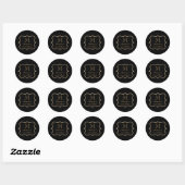 Gold Monogram Initiaal Naam Black Gold Professiona Ronde Sticker (Vel)
