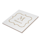 Gold Monogram Initiaal Naam White Gold Trendy Tegeltje (Zijkant)