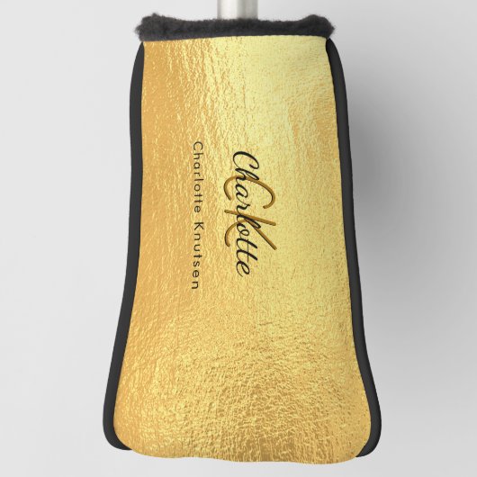 Gold monogram initiaal name script golfheadcover (Draai 90)