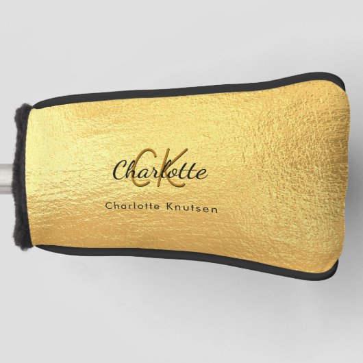 Gold monogram initiaal name script golfheadcover (Voorkant)