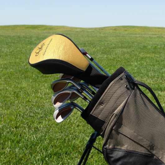Gold monogram initiaal name script golfheadcover (Insitu)