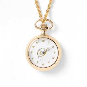 Gold Monogram Initiaal S Watch met Gold Numbers Horloge