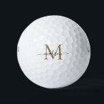 Gold Monogram Initiaal Script Naam gepersonaliseer Golfballen<br><div class="desc">Gold Monogram Initiaal Script Naam Gepersonaliseerde golfballen</div>