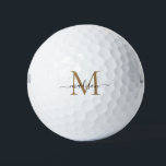 Gold Monogram Initiaal Script Naam gepersonaliseer Golfballen<br><div class="desc">Gold Monogram Initiaal Script Naam Gepersonaliseerde golfballen</div>