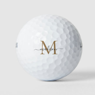 Gold Monogram Initiaal Script Naam gepersonaliseer Golfballen