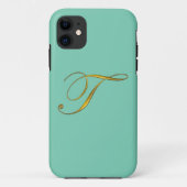 Gold Monogram Initiaal T Iphone 6 Hoesje (Achterkant)