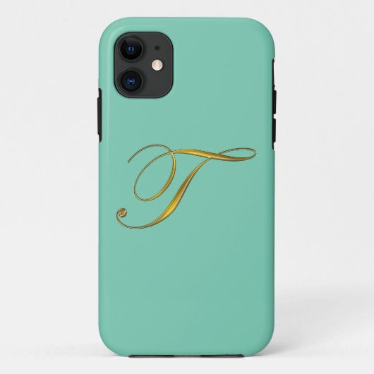 Gold Monogram Initiaal T Iphone 6 Hoesje (Achterkant)