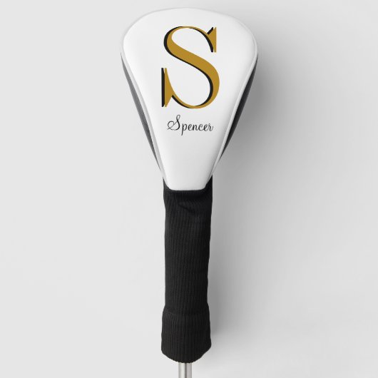 Gold Monogram Initiaal voor aangepaste naam Golfheadcover (Voorkant)