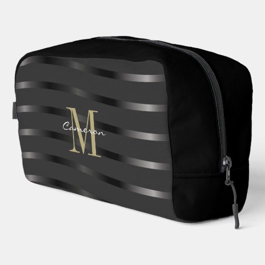 Gold Monogram Initial and Name On Black Gift Toilettasje (Rechterhoek)