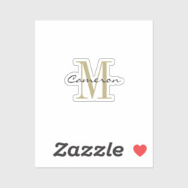 Gold Monogram Initial and Name Personalized Sticker