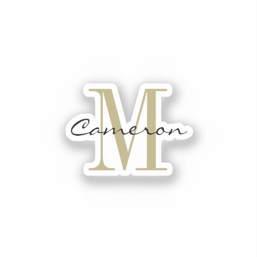 Gold Monogram Initial and Name Personalized Sticker (Voorkant)