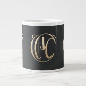 Gold Monogram Initial Mug - Personalized Gift Grote Koffiekop (Voorkant)