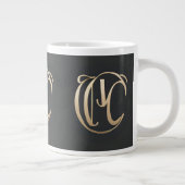Gold Monogram Initial Mug - Personalized Gift Grote Koffiekop (Rechts)