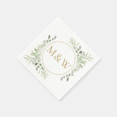 Gold Monogram Initialen Greenery Waterverf Foliage Servet (Hoek)