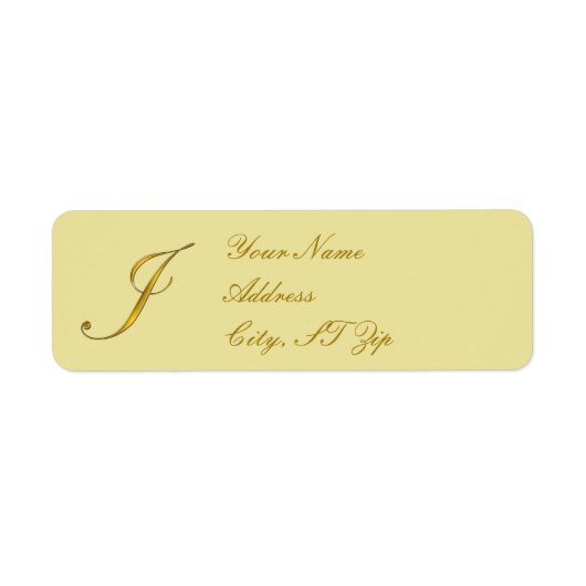 Gold Monogram J Gepersonaliseerd retour adreslabel Etiket (Voorkant)
